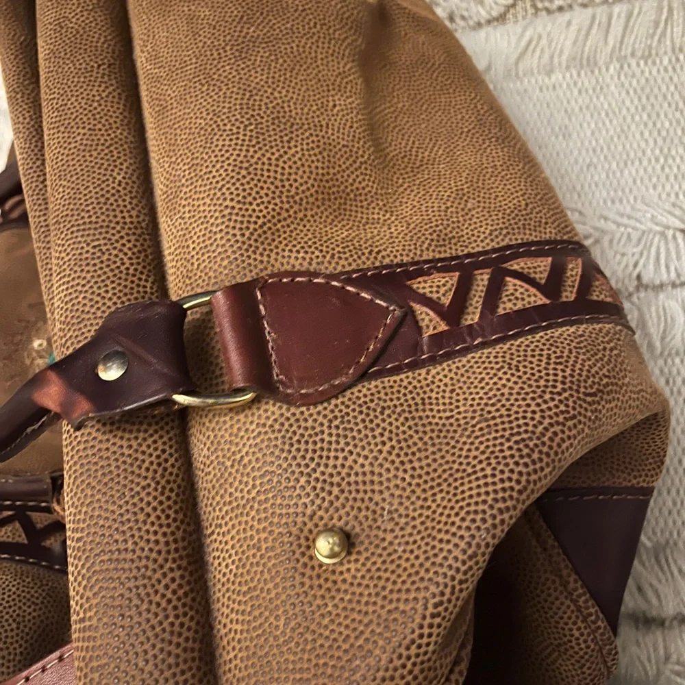 Vintage Leather Golf Duffel Bag with Embroidery